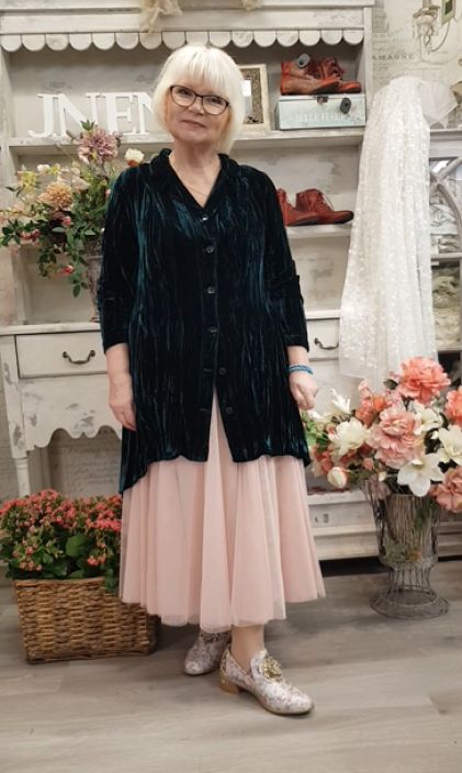 Grizas jakku CR71337 (616) Petroli upea juhlava rypytetty tekstuurinen viskoosi/silkki kangas Tama malli on todella juhlava