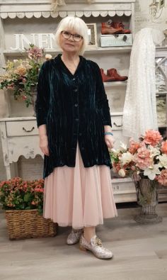 GRIZAS Grizas jakku CR71337 (616) Petroli upea juhlava rypytetty tekstuurinen viskoosi/silkki kangas