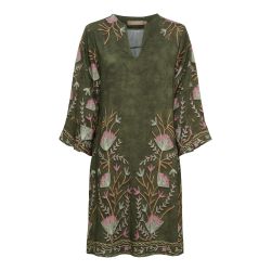 Marta du Chateau mekko 8721 Military vihreä kaunis kukkaiskuosi