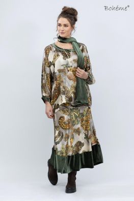 BOHEME Boheme paita B13092 Olive kauniit vihreän sävyt pehmeästä viskoosista