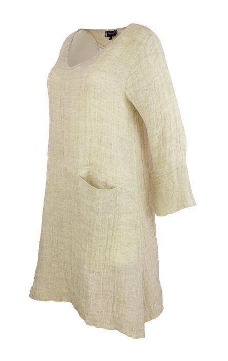 Boheme mekko B13202 Luonnon beige ihana bubble pellava tuotekuva 3