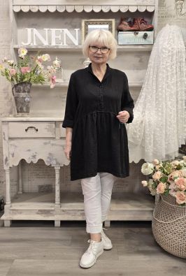 Grizas pellavatunika 52762 Musta tyylikäs ja romanttinen malli