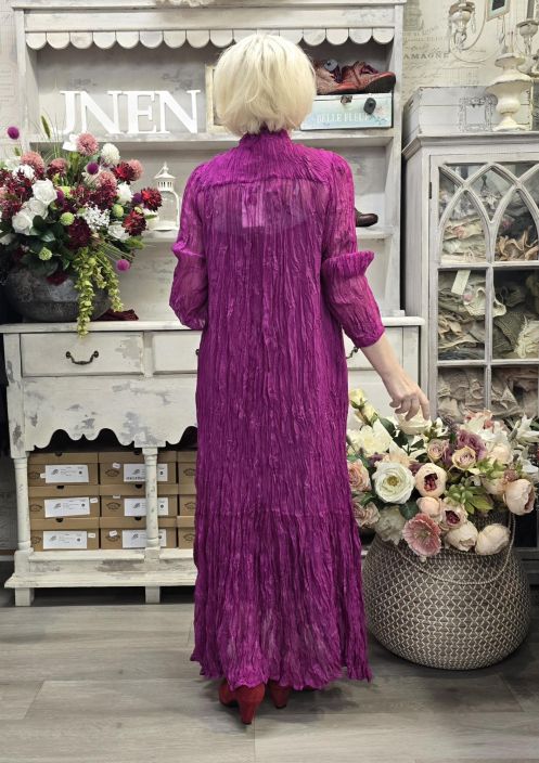 NOEN mekko 88645 Fuksia rypytetty kangas kukilla tuotekuva 5