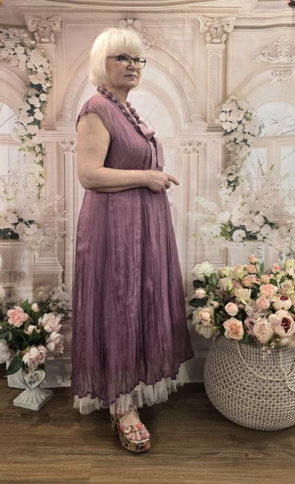 Grizas silkkimekko 91785 Puna-purppura (602) ihana sifonki alusmekolla tuotekuva 3