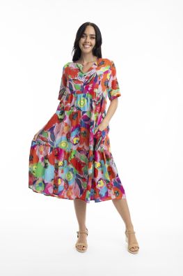 ORIENTIQUE Orientique mekko 81301 Nevis upea akvarelli maalausmainen kuosi