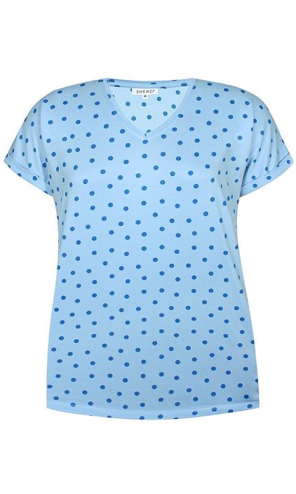 Zhenzi T-paita 200179 sininen Perus T-paita suositulta Zhenzilta jossa on ajaton ja tyylikas pallokuosi. Naisellinen
