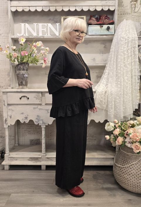 THING pellavapusero 7233 Musta Mukava ja suloinen malli tuotekuva 3