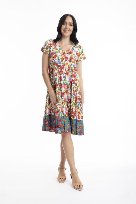 Orientique mekko 61670 Carvalho printti värikäs napeilla edestä tuotekuva 2