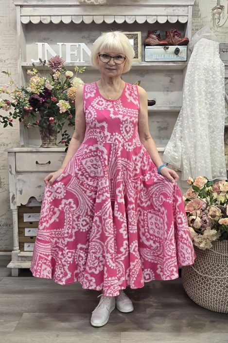 Blueberry mekko 26277 Fuchsia pinkki näyttävä helma hihaton puuvilla tuotekuva 1