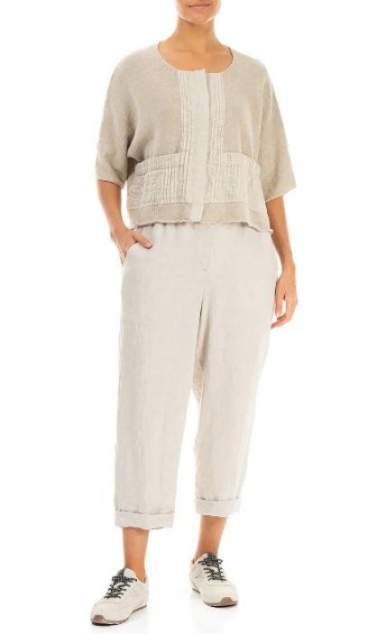 Grizas pellavahousut 3713 Natural pellava Vyötäröllä resori takaamassa istuvuuden tuotekuva 4 Grizas pellavahousut 3713 Natural pellava Vyötäröllä resori takaamassa istuvuuden tuotekuva 4