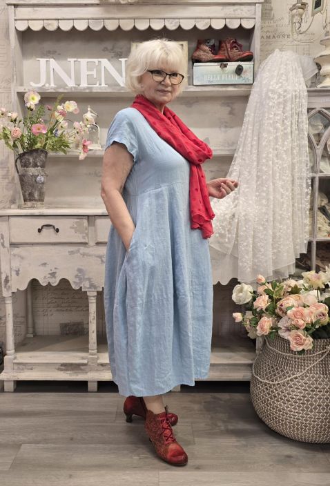 THING pellavamekko 7238 Vaaleansininen tulppaanihelma pitkä tuotekuva 1