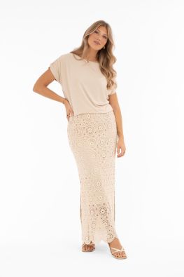 Capri Collection hame Freya Cream ihana romanttinen virkkaus alushameella