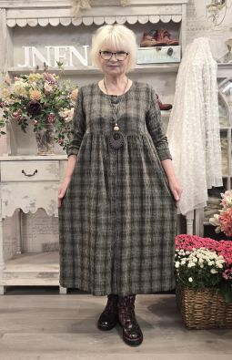 THING THING mekko / kevytjakku 7098 Herb ihana vhreä ruutukuosi edestä napitettu mekko