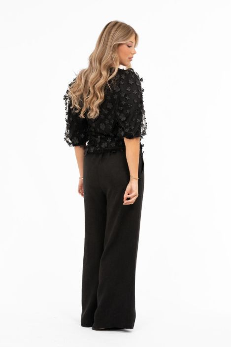 Capri Collection pusero Chateau Musta ihana verkkopaita kukilla tuotekuva 4