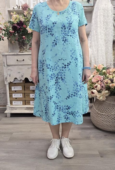Blueberry mekko 9727 Aqua sininen pohja kaunis sininen lehtikuosi tuotekuva 5 Blueberry mekko 9727 Aqua sininen pohja kaunis sininen lehtikuosi tuotekuva 5