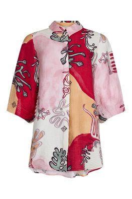 NOEN tunika 86283 Punainen kaunis kuosi tyylikkäässä kaulus-mallissa