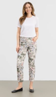 Laurie housut Hannah Khaki Watercolour vesivärikuosi Regular mitoitus, extra short / lyhyt