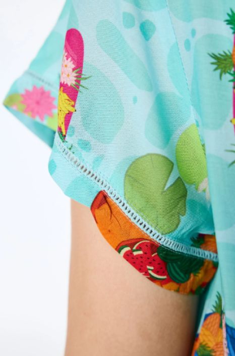 Himalaya tunika Ilka Surfing Bird värikäs graafinen painatus ja laskostetut yksityiskohdat tuotekuva 3