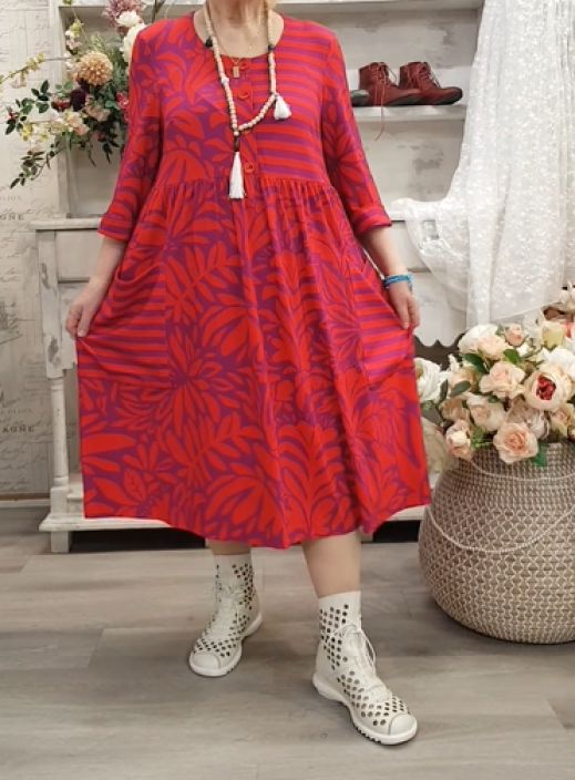 Aino mekko Minerva Catalina Mix punainen/liila yhdistelmä ihania eri kuoseja tuotekuva 2