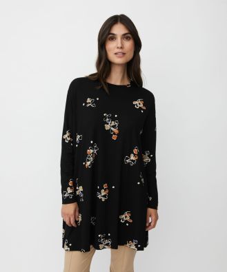 MASAI MASAI tunika Gael Autumnal kaunis taiteellinen kukkakuosi pehmeässä viskoosi trikoossa